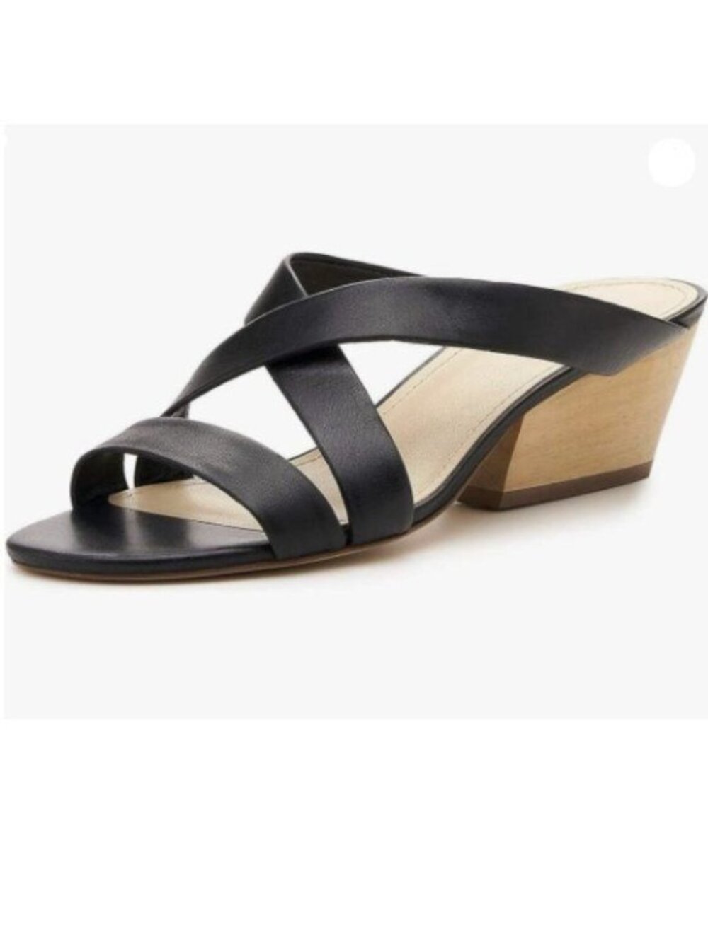 YDN Women Stylish Cross Strappy Stacked Chunky Low Heel Slide Mule Sandals Black